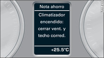 Cuadro de instrumentos: Nota sobre el ahorro de combustible (ejemplo)